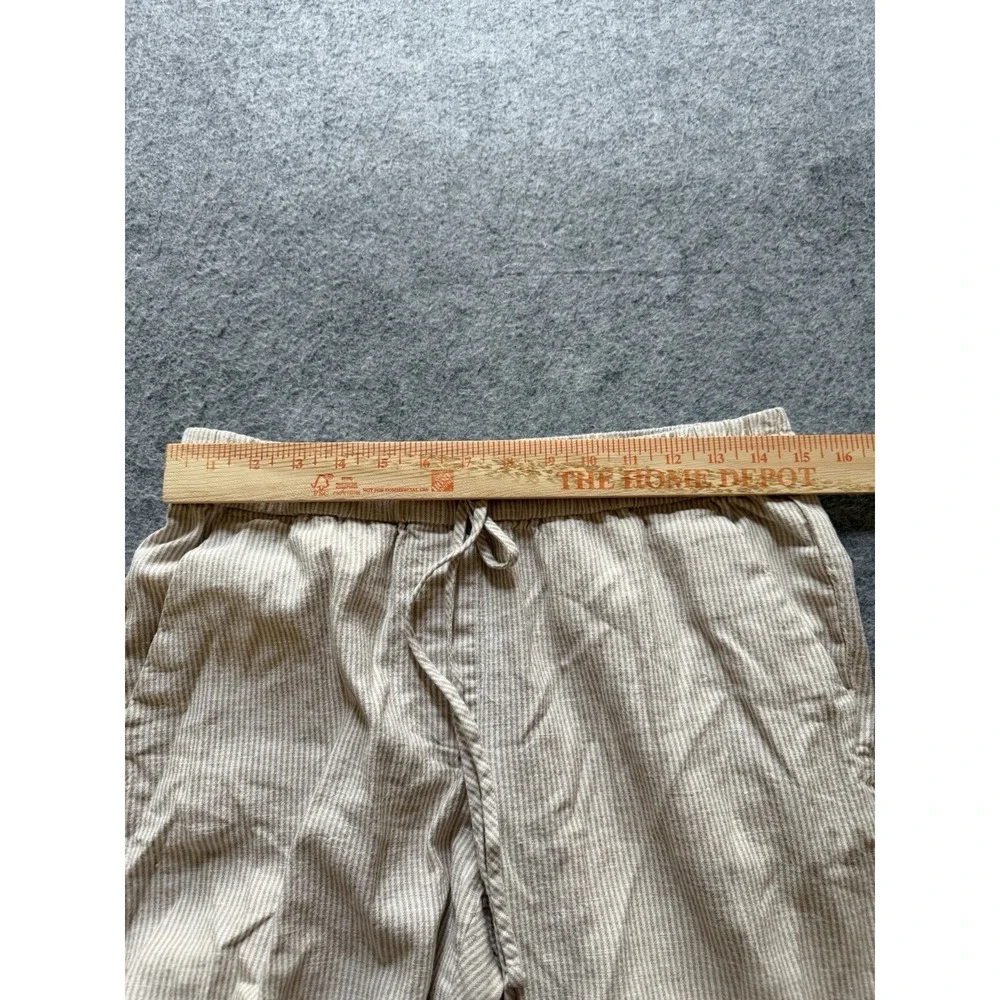 J. Crew Women's Linen Blend Pants Pockets Beach Beige & White Stripes Size 8